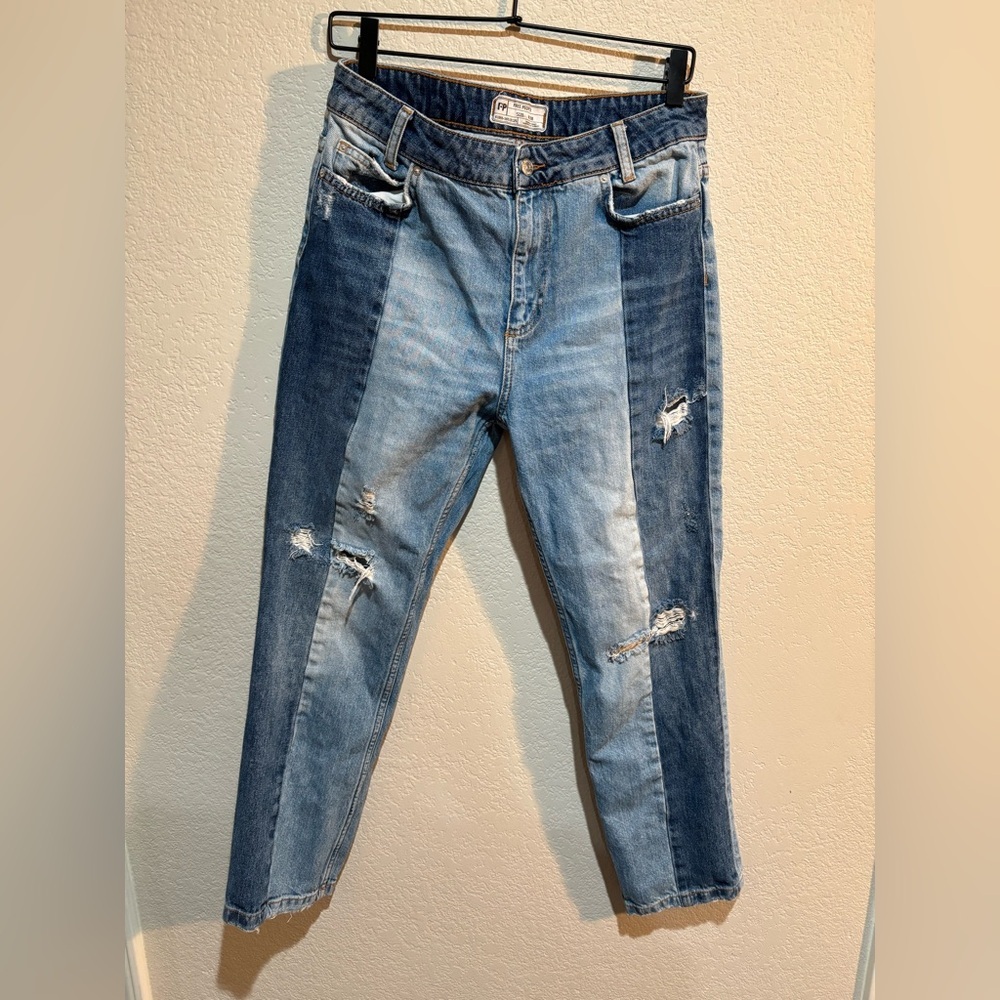 Free People Two Tone Patchwork Denim Jeans Size 28